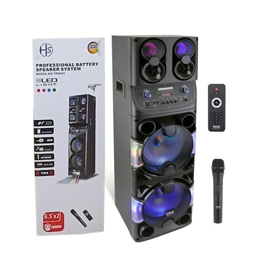 Big Portable Professional Trolley Wireless Speaker System HS-TD0655 with Microphone and Remote Control Black